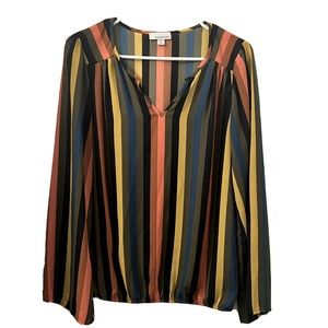 3/$15 Allison Joy - Long sleeve multicolor strip blouse Women Small